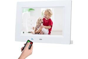 JOHNZINY 7 Inch Digital Photo Frame, Electronic Photo Frame, Digital Picture Frame 1024x600P Music Photo Video Player 4 Windows Display/Multi-Slideshow/Calendar/Clock Alarm Function with Remote Control