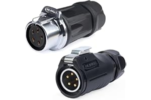 CNLINKO LP-20 Connecteur étanche à 5 Broches, Connecteur Circulaire IP68, Connecteur aéronautique à branchement Rapide, Connecteur à souder en Plastique PBT, Industrie Maritime(5 Broches)