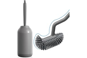 ‎HAMITOR HAMITOR Klobürste Silikon Toilettenbürste mit Halter: Flexible Wc Bürste mit randreiniger - Schnell Trocknendem Klobürstenhalter Set für Badezimmer Zubehör- Hängende Toilet Brush Grau Ohne Bohren
