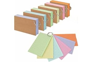LUTAKU 300 PCS Ruled Index Cards with Binder Ring Kraft Paper Notecards Lined Index Cards for Office School Home Study Record 5 * 3 Inch