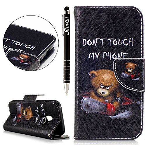 Samsung Galaxy A3(2017) Case Cover Wallet,Anti-scratch Cuir Dragonne Portefeuille Relief fille papillon Housse pour Galaxy A3,SainCat Coque de Protection PU Leather Flip Wallet Case Cover Bumper Bling Diamond Glitter Wallet Flip Protective Cover Protector,Coque de Protection en Cuir Folio Housse Cuir Swag Case Cover Coquille Couverture avec Fonction Porte-cartes de Crédit Stand pour Samsung Galaxy A3(2017) + 1 X Stylet(Chainsaw Ours)