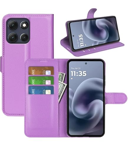 ICatchy Custodia Portafoglio Per Motorola Moto G86 5G - Pelle Con Blocco RFID, 4 Slot E Cavalletto (Nero)