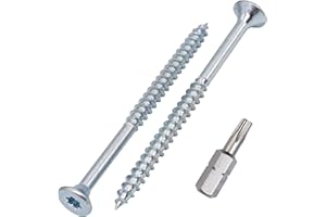 SKIR'CO (20 szt.) Wkręty do drewna ze stali ocynkowanej 5,0 x 70 mm, wkręty z łbem stożkowym Torx, wkręty do płyt wiórowych, częściowo gwintowane