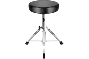 Flexzion-Trommelthron - Trommelhocker gepolsterter runder Sitz höhenverstellbar mit stabilem Stativfuß, rutschfesten Gummifüßen klappbar für Schlagzeuger, Perkussions-, Keyboard- und Klavierspieler