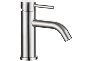 DIDARENBA Rubinetto lavabo acciaio inox acqua calda e fredda con 2 tubi inclusi miscelatore bagno