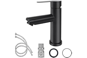 Minnhua Rubinetto Lavabo Bagno Rubinetto per Lavabo Nero Rubinetti Lavabo Set di Rubinetti Lavabo Opaco Rubinetti Rubinetto per Lavabo A Cascata Per Bagno Cucina Acciaio Inossidabile