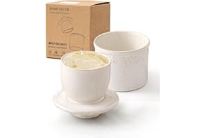 HOME DECOR Reaktywna glazura maselniczka z pokrywką, francuska reliefowa maselniczka z linią wodną, pojemnik na masło do świeżego masła do smarowania - kremowy w cętki