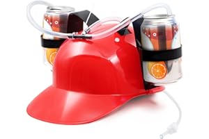 NOVELTY PLACE Drinking Helmet - Can Holder Drinker Hat Cap with Straw for Beer and Soda - Party Fun - Red