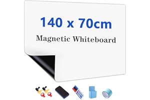 ‎JOMUSAGA JOMUSAGA Whiteboard Folie, 140 x 70 cm, magnetisch selbstklebende Weißwandtafel Folie, Whiteboard Sticker DIY, inklusive Marker, Schwamm und Magnete, für Schule, Büro und Zuhause