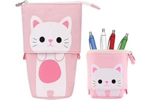 Hillylolly Trousse à Crayons Debout, étui à Crayons Rétractable, Chat Crayon, Stand up Pencil Case, Toile Crayon pour Papeterie, la Papeterie