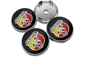 KardoL 4 Pezzi 60mm Coprimozzi Compatibile con per Fiat Abarth 500 Panda Grande Punto 124 - Forte e Robusto Coprimozzo Ruota Dell'Auto Accessori,A