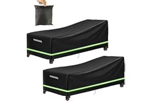 Fozuanei Garden Sun Lounger Cover, 210D Oxford Fabric Furniture Protector, Waterproof, Windproof, Anti-UV, Black Chair Cover for Garden, Furniture (200×70×40×75cm, 2PCS)