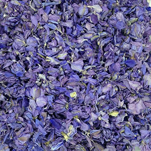 5 x Purple Wedding Confetti Boxes Filled with Natural Biodegradable Delphinium Petals - Each Box is 16cm x 9cm x 3cm
