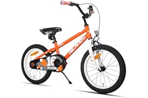 HH HILAND HILAND Pluto 14/16 Pouces Vélos Enfants pour Filles et Garçons 3 4 5 6 7 Ans avec Roues Stabilisatrices/Béquille, Frein à Main et Rétropédalage, Kids Bike Rouge/Bleu/Vert/Noir/Orange