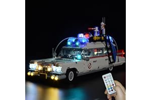 Hosdiy Jeu de Lumière avec Télécommande pour (Ghostbusters ECTO-1) Modèle, LED Éclairage Kit Compatible avec Lego 10274 (Seul Lumière, sans Modèle)