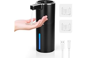 Gaethra Seifenspender Automatisch, 420ml Elektrischer Seifenspender mit Sensor, Seifenspenders Automatisch Wandmontage, USB Wiederaufladbar, IPX5 Wasserdicht, für Bad, BüRo, KüChe (Schwarz)