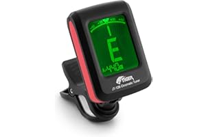 TIGER chromatyczny tuner do gitary - łatwy w użyciu bardzo dokładny tuner Clip-on - nadaje się do gitary/basu/skrzypiec/ukulele - bateria w zestawie, czarna, JT-12B