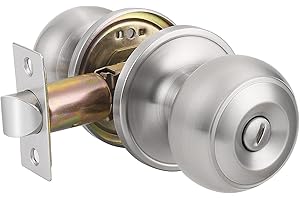 Probrico 1 Pack Brushed Nickel Privacy Door Knob, Interior Round Ball Door Knobs, Bath/Bedroom Door Handle, Internal Keyless Door Knob