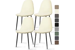 BALLADHOME Fundas de Sillas de Comedor 4 Piezas Fundas Sillas Elásticas Ajustables Funda para Sillas de Cocina Modernas Lavables Cubiertas de Sillas para Comedor Hogar Hotel (Amarillo Crema, 4 Piezas)-KC