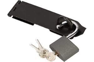 KOTARBAU® Pestillo con candado 170 mm negro, Cerrojo de acero con candado, Protección contra robo, Herraje para puertas, Cierre de seguridad con candado, Portacandados, Cerradura, Pasador de seguridad