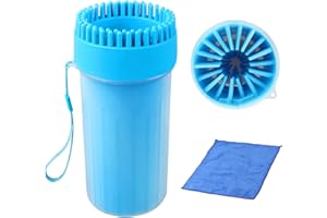 SONEER Pfotenreiniger für Hunde, Tragbare Hundepfoten Reiniger, Silikon Haustierpfotenreiniger mit Handtuch für Katzen und Hunde Paw Washer (10 * 17CM)