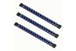 ACEBON 3-częściowy zestaw szyn nasadowych do nasadek kluczy nasadowych | z 45 klipsami | do wkładów 10 mm (3/8"), organizer na klucze nasadowe