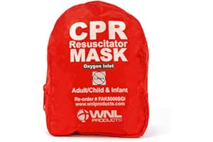 WNL Products Adult/Child & Infant Pocket CPR Rescue Resuscitation Mask Kit with One Way Valve and Belt Clip in Soft Red Case (1)
