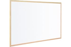 Bi-Office Budget - Tableau Blanc, 90 x 60 cm, avec 1 Marqueur, Tableau à Mémo avec Cadre en Bois et Surface Non-Magnétique