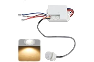 Vidacharmy Interruptor de Sensor infrarrojo Ajustable, Mini Detector de Movimiento infrarrojo para instalación en Interiores, Detector de Movimiento Incorporado de 220V, Alcance 6m/120°