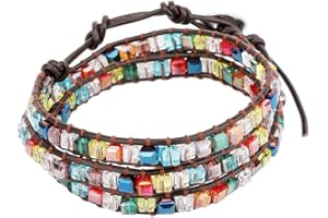 Emibele Pulsera de Cuero en Capas, Cadena de Mano Creatividad y Sentido del Diseño, Multicapa Brazalete de Doble Bucle Idea Regalo para Niñas y Mujeres