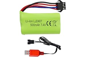 BLLRC 1PCS 7.4V 500mAh Batería de Carga del Enchufe SM-4P con Cable de Carga USB para Explosivo de Bola de Gel eléctrico M416 el vehículo Todoterreno Modelo de vehículo de Juguete EC16 DE85 RC