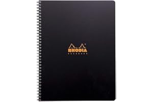 RHODIA 119901C - Cahier à Spirale (Reliure Intégrale) Noir - A4+ 22,5 x 29,7 cm - Ligné - 160 pages Détachables Perf 4 Trous - Papier Clairefontaine 90 g/m² - Couverture Polypro - Rhodiactive