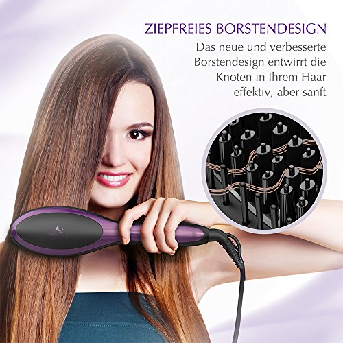 Glättungsbürste Ionen USpicy Haarglättende Bürste elektrische Glättbürste mit Temperatur-Schieberegler und Negativer Ionentechnologie Schnelles Erhitzen, Automatische Verriegelungsfunktion & Automatische Abstellfunktion, Innovatives Borstendesign - 6
