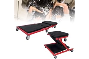 ‎VA-CERULEAN VA-Cerulean 2 in 1 Rollbrett,Werkstattliege,Montageliege,klappbar Werkstatthocker,360° drehbar Lenkrollen,bis 150 kg Belastbar