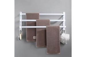 XDAILUYYDS Porte Serviette Salle de Bain, 3 étages Porte Serviette Murale, Porte Serviette sur Pied Accessoire Salle de Bain, Barres Porte-Serviettes Perforation ou Viscose 50 * 24 * 14.4cm (Blanc)