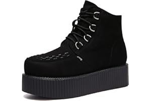 RoseG Chaussures creepers plates à lacets en daim pour femme