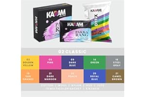 Kadam Pakka Rang Fabric Dye Multicolour Combo 2: Classic | 50g Pack | Includes DyFix Color Fixer | Permanent Fabric Dyes for 