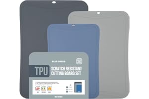BLUE GINKGO Tappetini da Taglio TPU [Set di 3] – Taglieri da Cucina Flessibili, Antigraffio e Durevoli Made in Korea (Grigio Scuro, Grigio Chiaro, Blu)