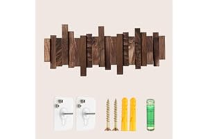DOUZIO Perchero De Pared, Gancho Creativo De Madera, Perchero Colgante, Ganchos Que Ahorran Espacio Para Entrada, Sala De Estar, Cocina Y Baño(Size:6 Hooks,Color:Nogal)