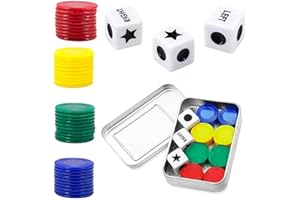 CKCSHI Left Right Centre Dice Game, Dice Games, Left Right Centre Dot Board Sets, Dice Game Set Including 3 Dices 40 Colorful Chips for Party Family Friends Gatherings Camping Picnic Game