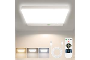 slochi LED Ceiling Light Motion Sensor, Cordless Bathroom Ceiling Lamp Battery Operated, Rechargeable Magnetic Mount Pir Light for Bath,Porch,Stairs,loft, shed,3 Color Temperatures, Remote Control
