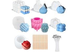 SICAHOMY 7 Stück Kerzenform Silikon Kerzenformen zum Gießen Silikon Handgefertigte Kerzenform Silikonform Kerze Kerzengießform Kerzen Silikonform Candle Mold Kerzen Formen und Kerzendocht Set
