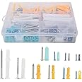 Excefore Self Tapping Screws and Ribbed Anchors Assortment Screws Kit, 200PCs Screws and Wall Plugs Set Screws Assortment Plastic Self Drilling Drywall Anchors Set for Hollow Wall Hanging or Blinds