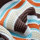 Babydecke / Erstlingsdecke / Kuscheldecke / Strickdecke, 95 x 80 cm, gestreift, 100% Baumwolle, in Beige / Braun von ABC Design - 3