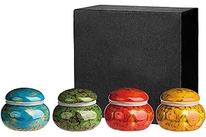 DYUEE Small Urn for Human Ashes Or Pet 4 PCS, 1.7'' Mini keepsake urn n for Family & Loved Ones Burial Ash Storage(Blue,Green,Red, Yellow)
