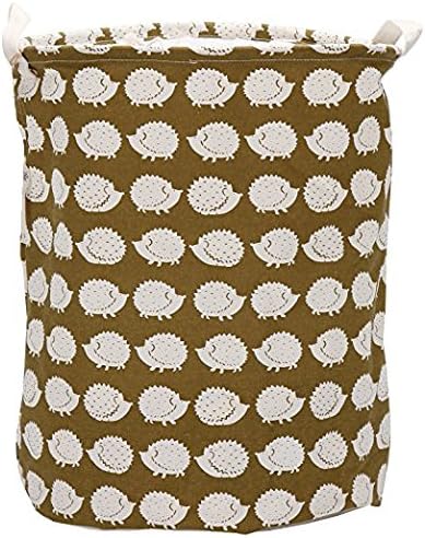 Folding Cylindric Waterproof Coating Canvas Fabric Laundry Hamper Storage Basket with Drawstring Cover