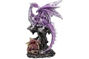 Nemesis Now Figurka rodzicielska smoka i smoka, fioletowa, 15,2 cm