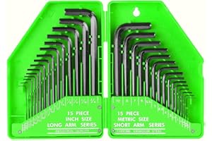 OkeanosHaven 30pcs Allen Key Set Imperial & Metric Hex Allen Wrench Folding Key Set with Case Short & Long Arm - Allen Wrench Set Inch/Metric MM(0.7mm-10mm) SAE(0.028"-3/8)