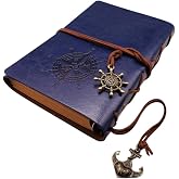 Senon Retro Vintage Pusula Baskılı &Ccedil;apa Ve D&uuml;men Kolye U&ccedil;lu Deri Kapaklı G&uuml;nl&uuml;k Not Defteri Denizci Defter &Ouml;zel Tasarım Hediy