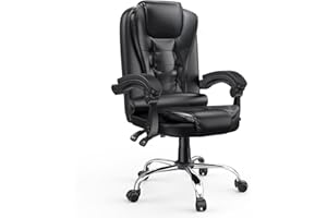 naspaluro Sedia da Ufficio Ergonomica, Poltrona Direzionale con Sedile Largo, Sedia Ufficio Reclinabile con Braccioli Imbottiti et Altezza Regolabile, Rotelle Silenziose, Nero